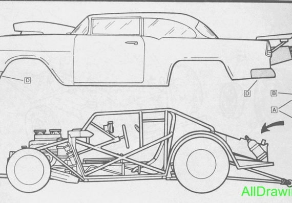 Chevrolet Pro Sportsman (1955) (Chevrolet Pro Sportman (1955)) - drawings (drawings) of the car